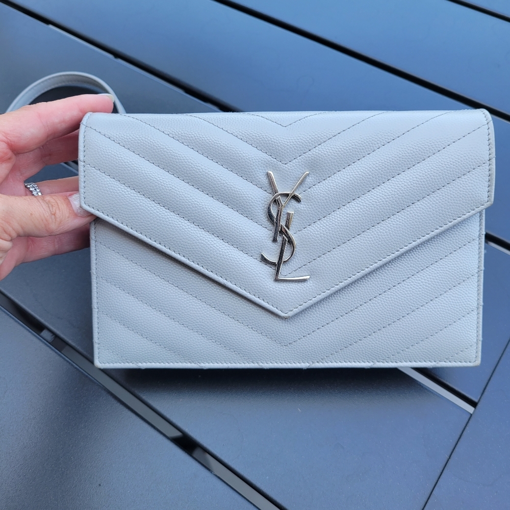 YSL envelope clutch.